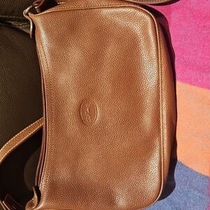 LONGCHAMP BROWN/CAMEL LEATHER SHOULDER BAG